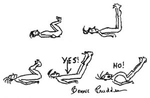 Psoas Spine Down Stretch - drawings by Bonnie Prudden