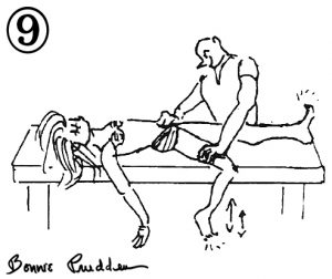 Groin Stretch - drawing by Bonnie Prudden
